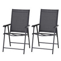 KLAPPSTUHL mit Armlehne 2er-Set Campingstuhl Angelstuhl Metall Schwarz - Schwarz, Textil/Metall (64/94/58cm) - Outsunny