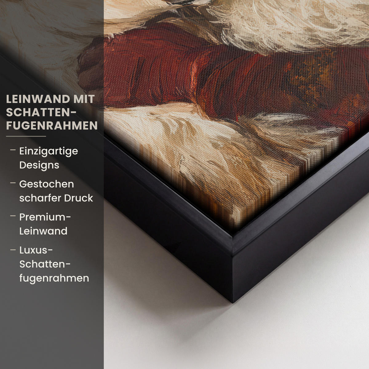 LEINWAND Bilder mit Rahmen - Weihnachtsmann - Rentier - Weihnachten - 20x30 - Rotbraun, Textil (20/30cm) - MuchoWow