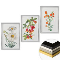 WANDBILDER 3er Set - 40x60 cm Silberner Rahmen - Retro-Blumenarrangements - Silberfarben, Kunststoff (40/60cm) - ArtPrintCave