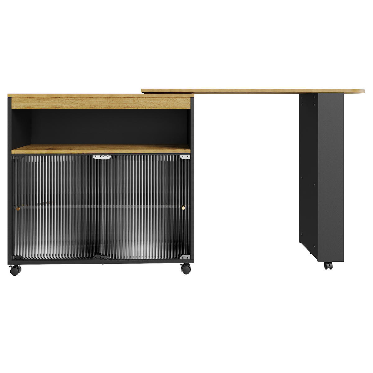 BARTISCH 138/39/105 cm schwarz mit Stauraum und LED-Beleuchtung - Schwarz, Holzwerkstoff (39/204/105cm) - OKWISH