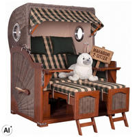 STRANDKORB 2-Sitzer Düne Mahagoni 506 - Dunkelgrün/Braun, Holz (125/170/80cm) - Mr. Deko