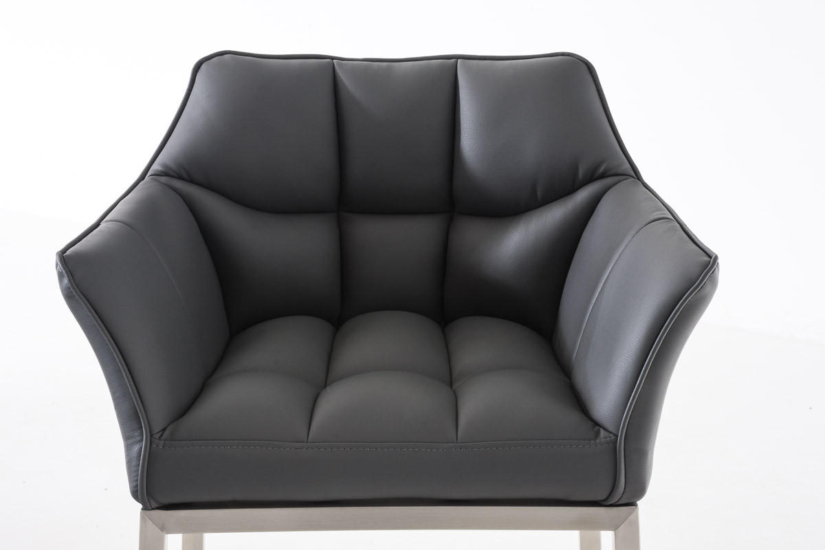 BARHOCKER Gibel Kunstleder Grau Silber - Grau, Leder (64/110/48cm) - DELUKE