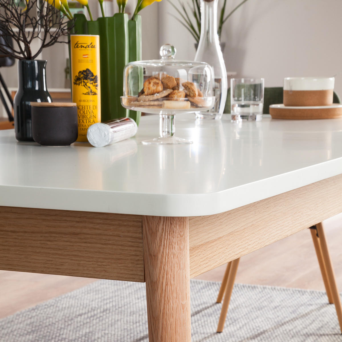 ESSTISCH mit Ausziehfunktion - Eiche teilmassiv - Weiß, Holzwerkstoff (90/180/77cm) - home24