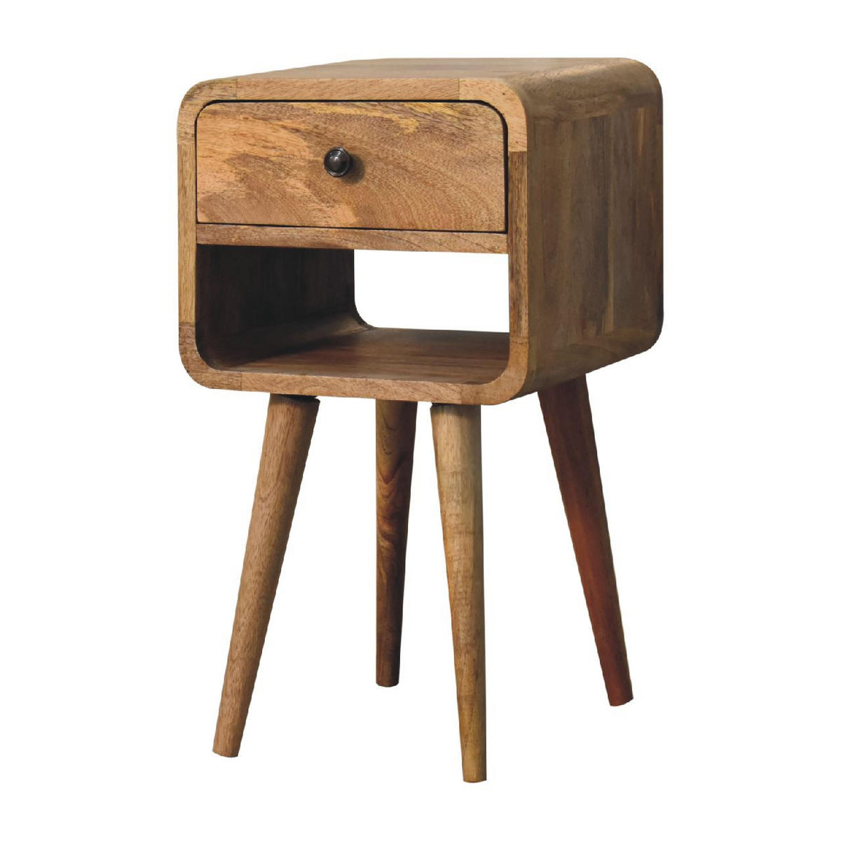 NACHTTISCH mit einer Schublade - Eichefarben/Messingfarben, Holz/Metall (30/55/30cm) - Artisan Furniture