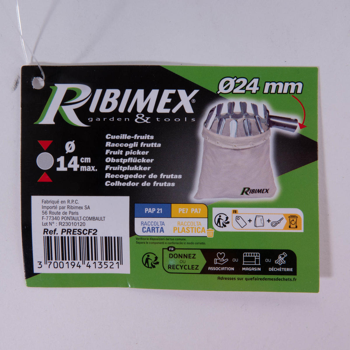 OBSTPFLÜCKER Baumwollte Ribimex - Grau, Metall (16/14/16cm)