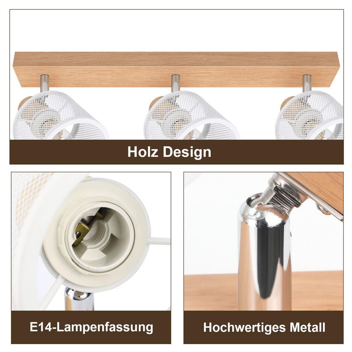 STRAHLER Gisela 3-flammig 42/10/14 cm - Weiß, Metall (42/10/14cm) - Nettlife