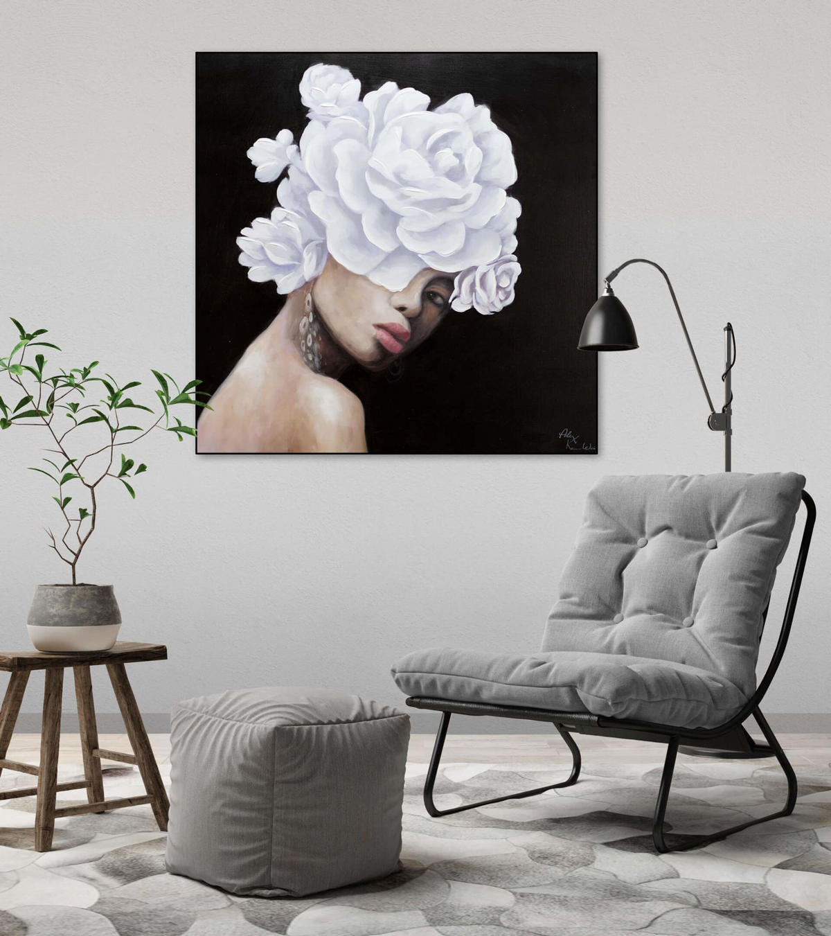 ACRYLBILD HANDGEMALT 80/80 cm - Schwarz, Holz/Textil (80/80cm) - KUNSTLOFT