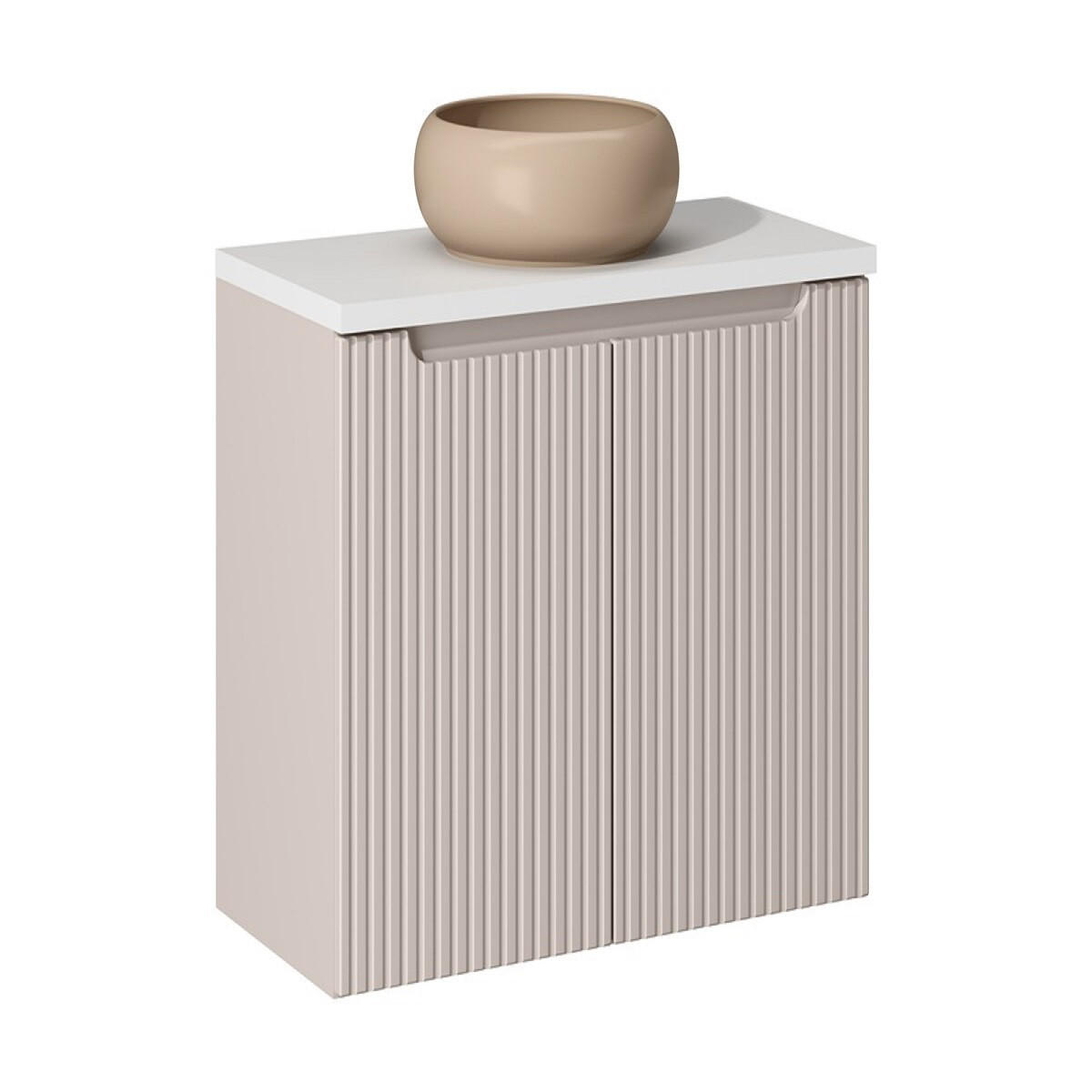 WASCHTISCHKOMBI 80 cm 3 Teile Nova Cashmere N BM153 in Kaschmir Matt/ Weiß Matt - Kaschmir/Weiß, Holz (80/57/40cm)