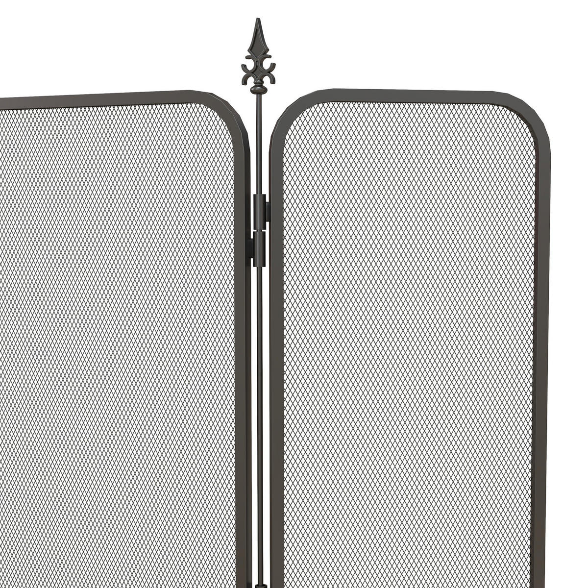 KAMINSCHIRM DE-17043 klappbar 3 Paneele Schwarz - Schwarz, Metall (1.3/56/96cm) - ComfortXL