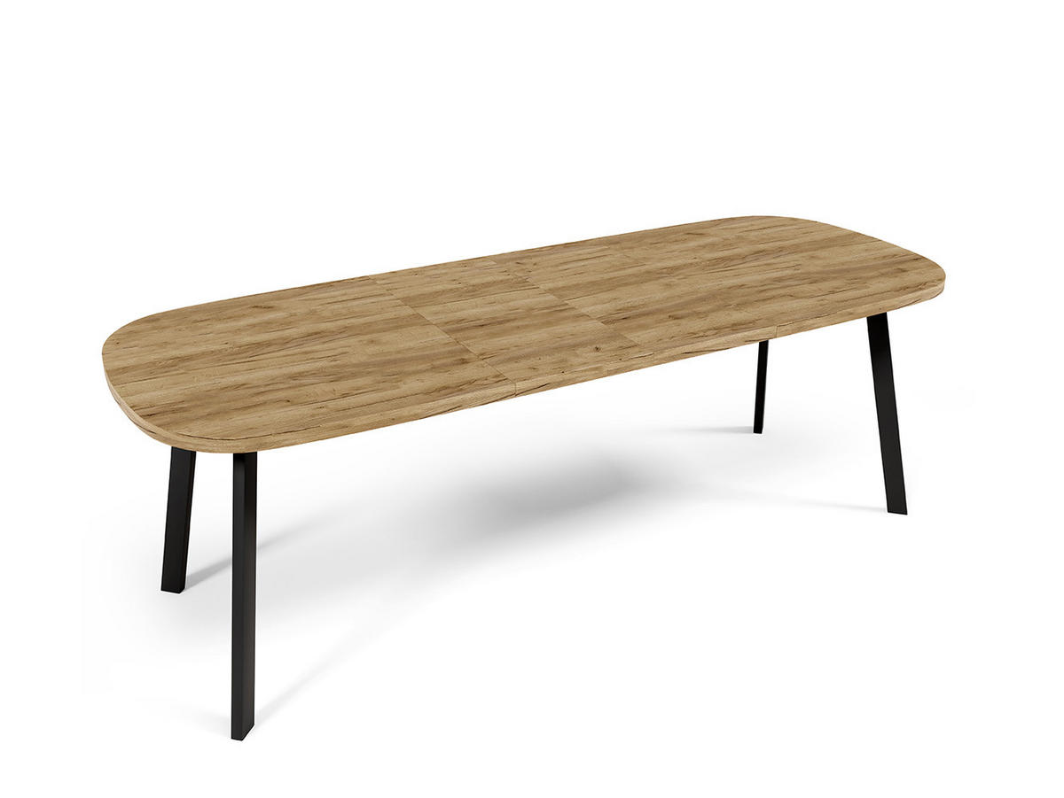 ESSTISCH Solo 140 Gold Craft Eiche / Schwarz 140/240 / 80 / 76cm - Eiche Bianco/Schwarz, Holz/Holzwerkstoff (80/140/76cm) - Feldmann-Wohnen