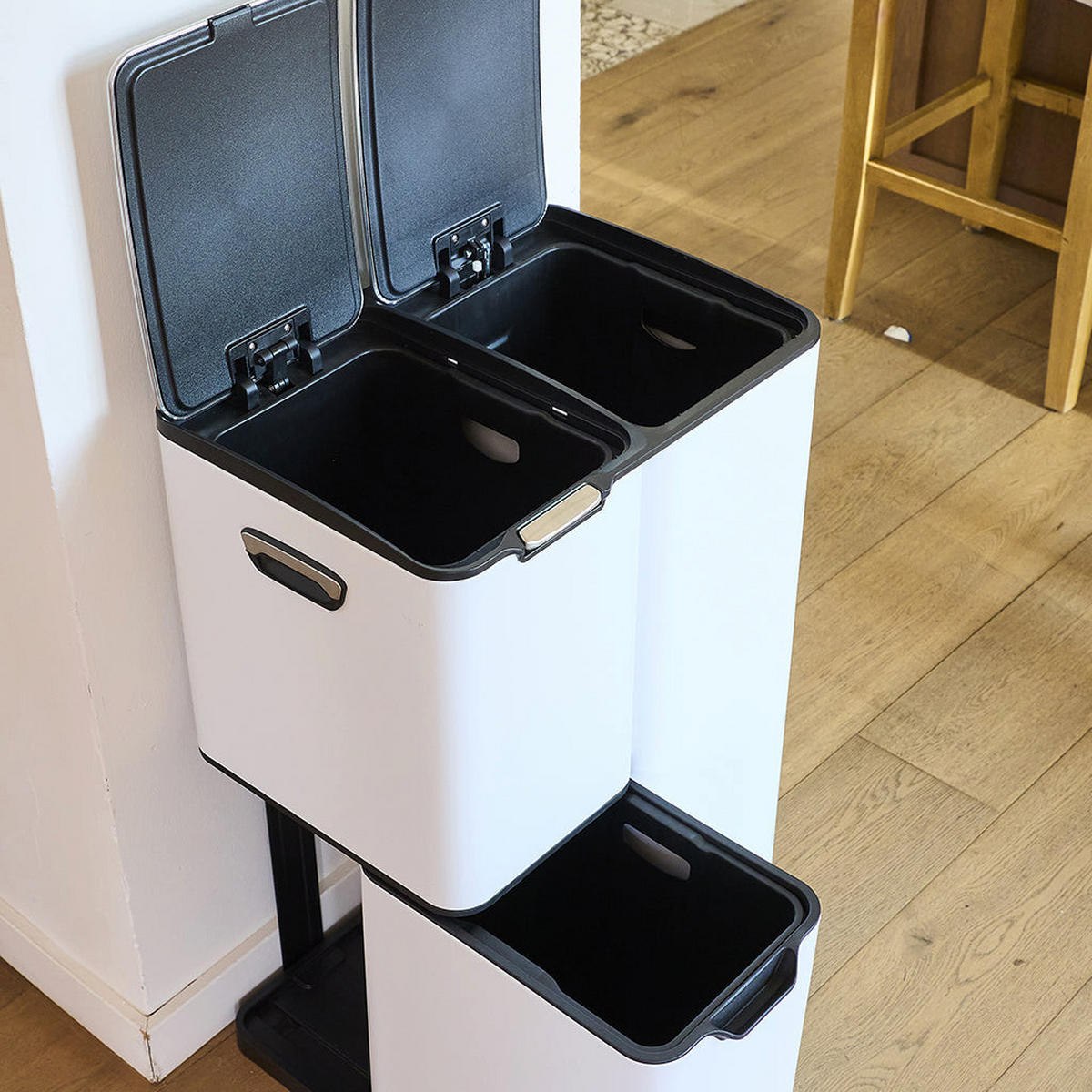 KÜCHENMÜLLEIMER für Mülltrennung HAJA weiß - Weiß, Metall (39/72/47cm) - Kitchen Move