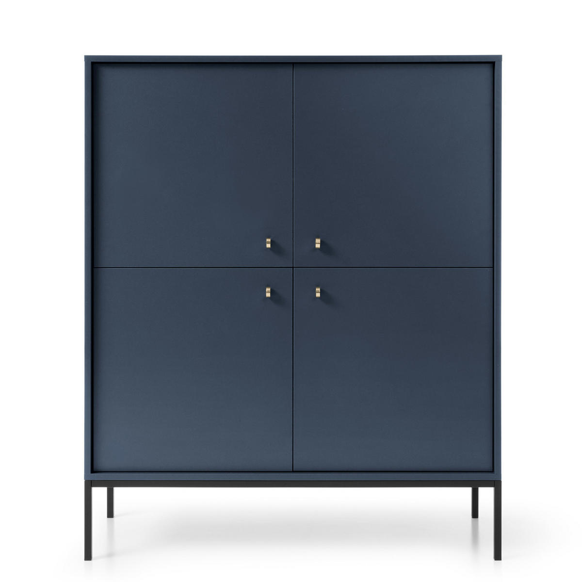 SIDEBOARD MONCTON KOM1-4D Metalgriffe, Dunkelblau - Dunkelblau, Holzwerkstoff/Kunststoff (104/125/39cm) - Komodee