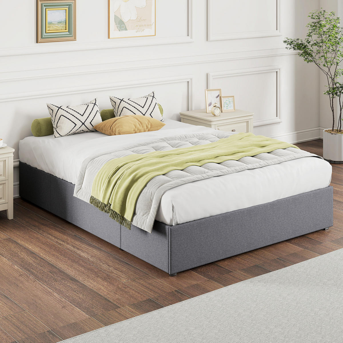 BETT 140x190 cm DE-14668 mit 3 Schubladen Grau - Grau, Metall (140/190cm) - ComfortXL