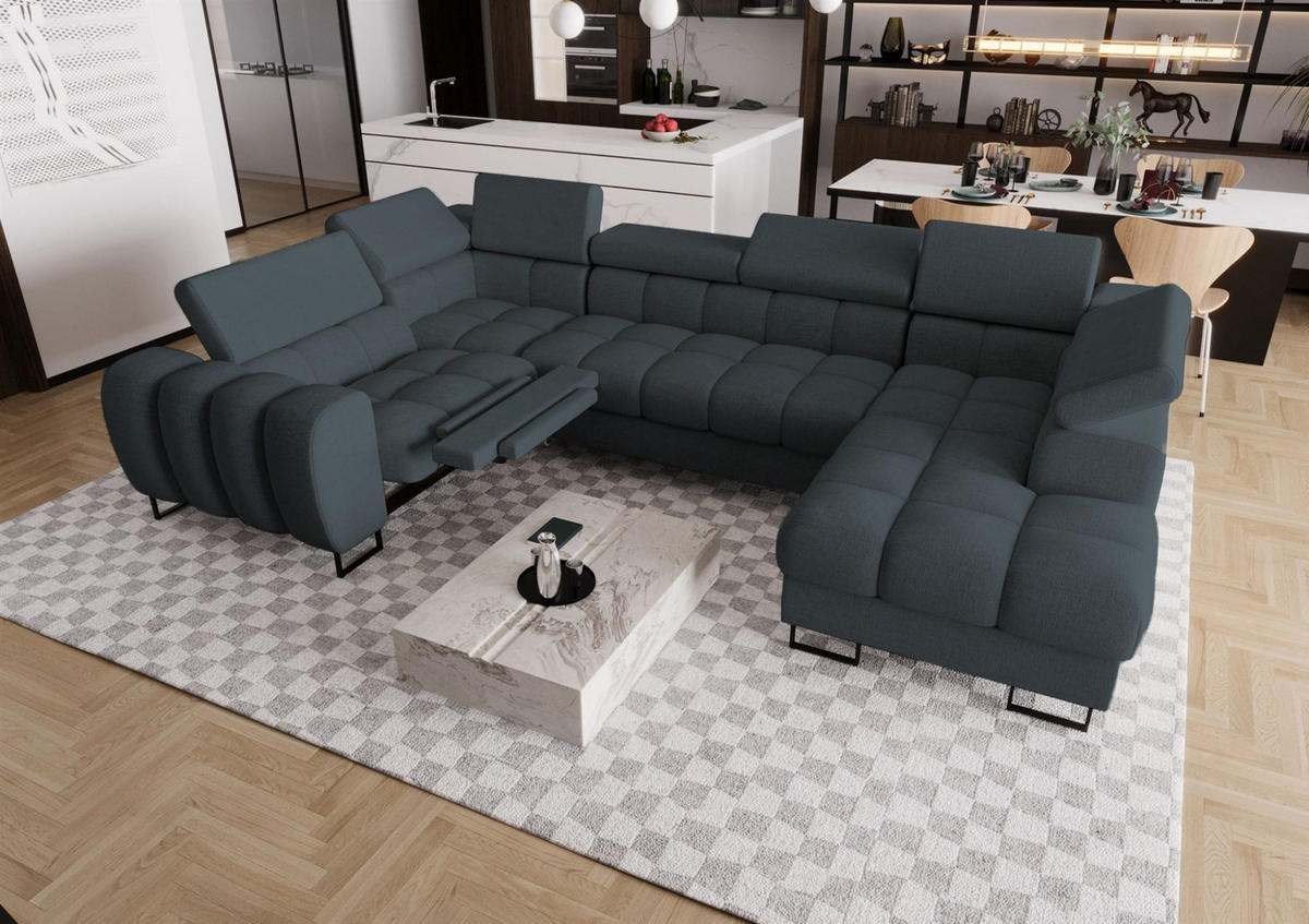 WOHNLANDSCHAFT Bastien Relax - Anthrazit, Holzwerkstoff/Textil (350/95/198cm) - Fun Möbel
