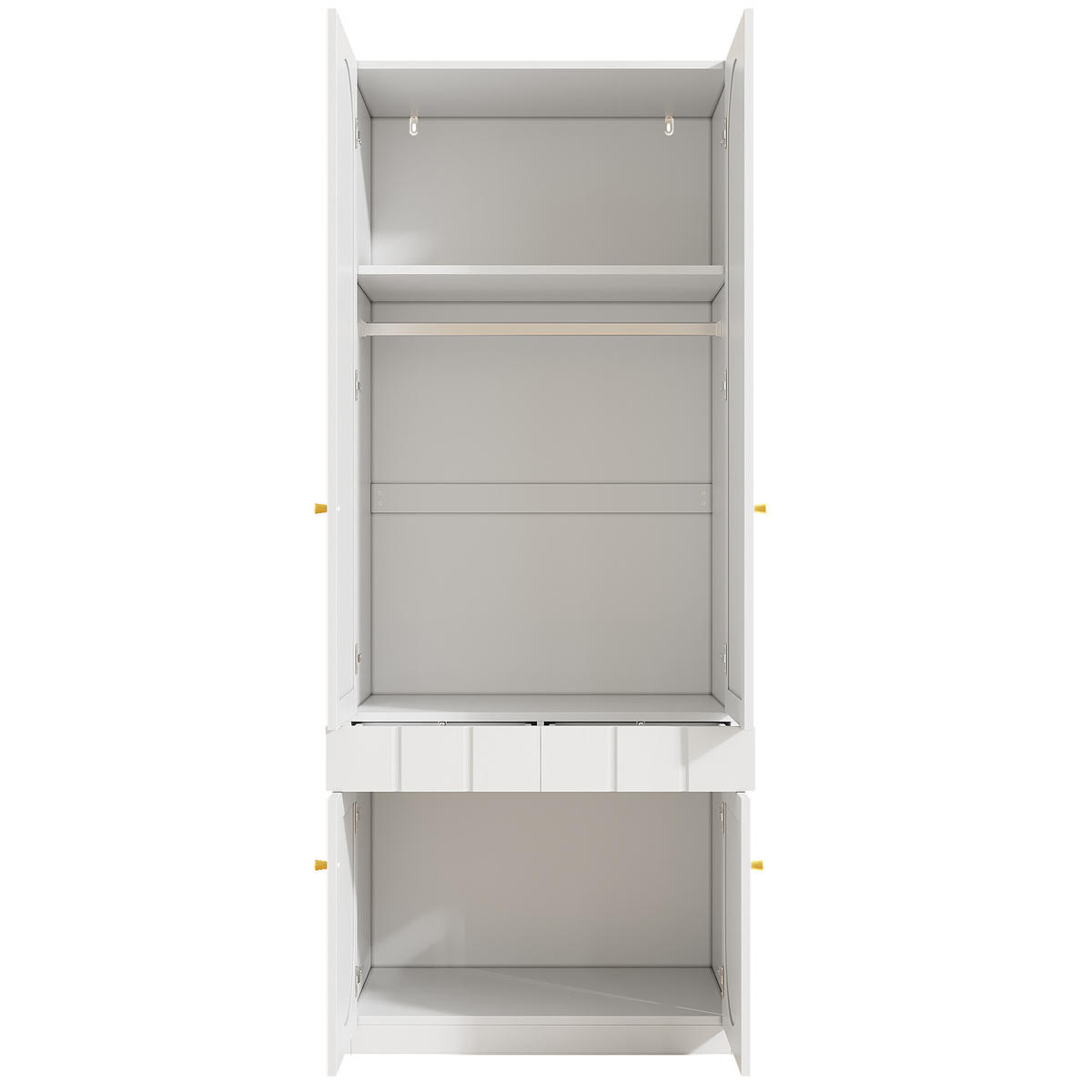 GARDEROBENSCHRANK Kleiderschrank mit Doppeltüren, Schubladen, Push-to-Open & Stauraum Weiß 1 Set MDF/HDF - Weiß, Holzwerkstoff/Metall (80/200/50cm) - EVRYAE