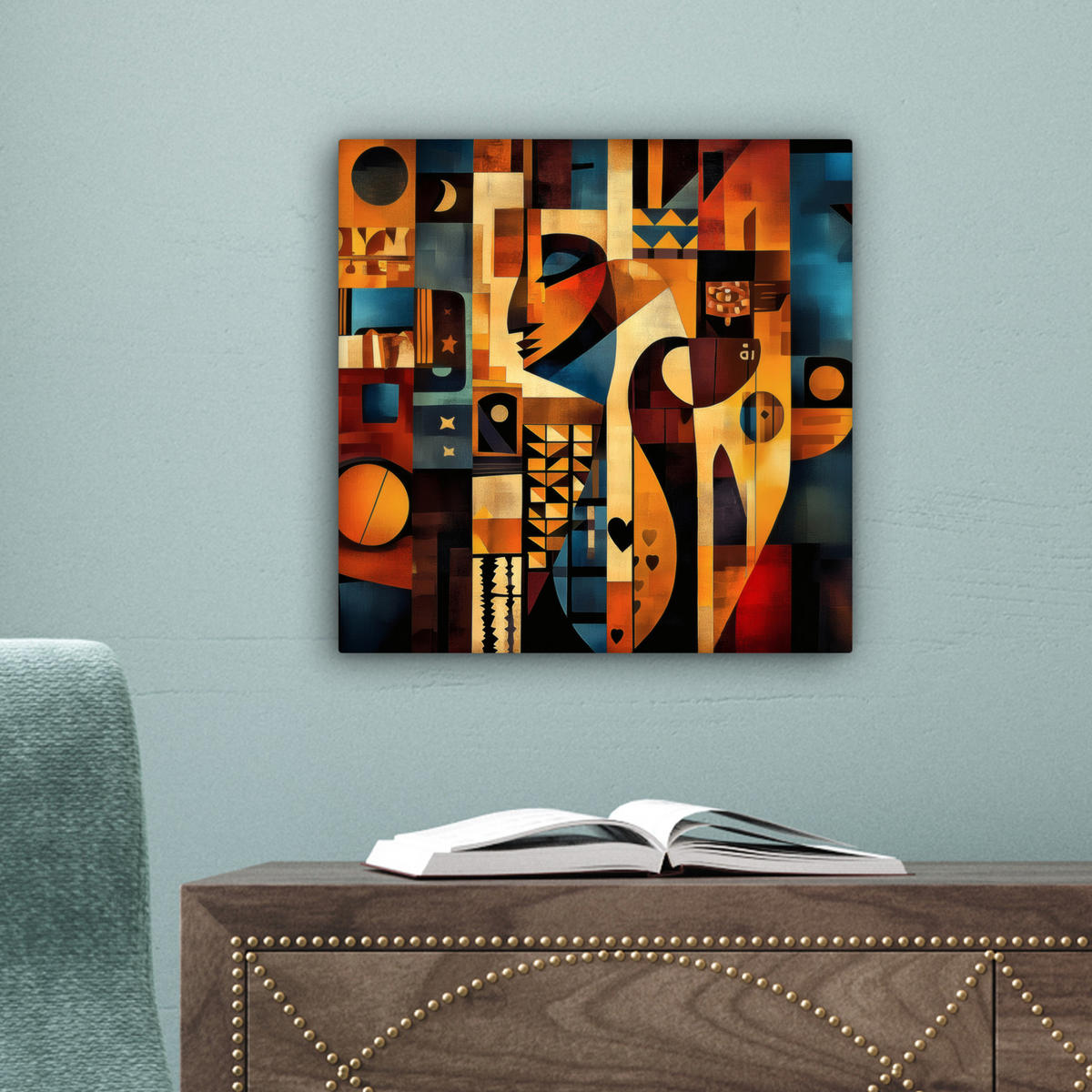 LEINWANDBILD Figuren - Abstrakt - Symbole 20x20 cm - Terracotta, Textil (20/20cm) - MuchoWow