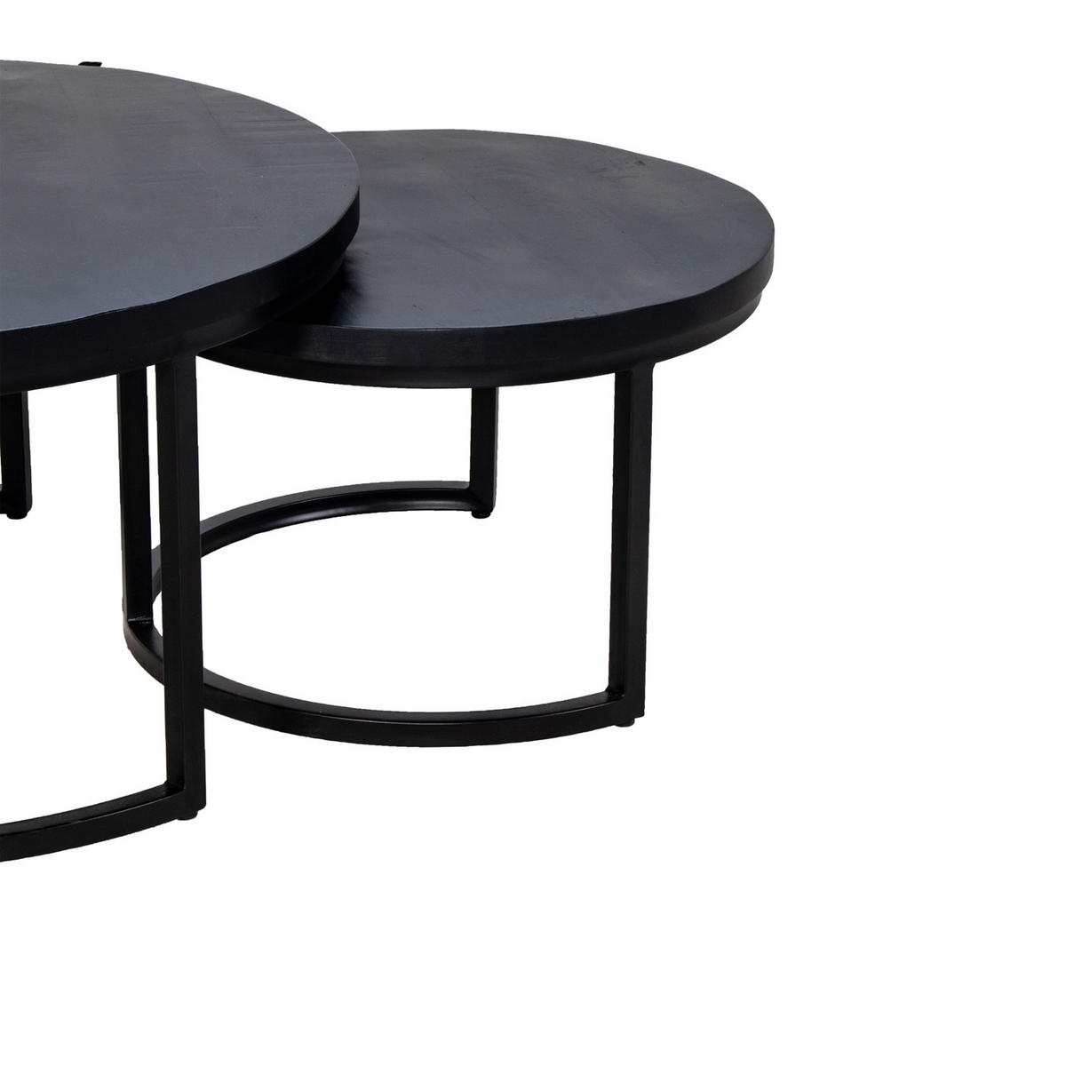 COUCHTISCH 2er-Set aus Mangoholz, schwarz - Schwarz, Metall (70/70/38cm) - Giga Meubel