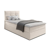 BOXBETT GECETENI 90x200 cm mit Bettkasten und Matratze - Beige - Beige/Schwarz, Holz/Holzwerkstoff (90/200cm) - AX Living