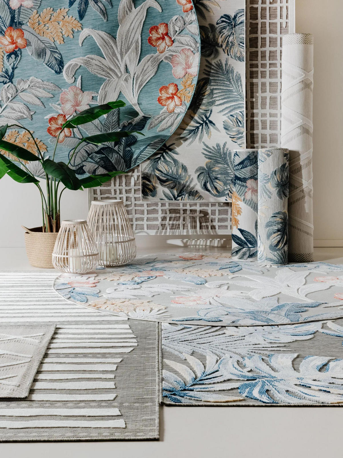 OUTDOORTEPPICH Flora Multicolor ø 320 cm rund - Creme, Kunststoff (320/320cm) - benuta