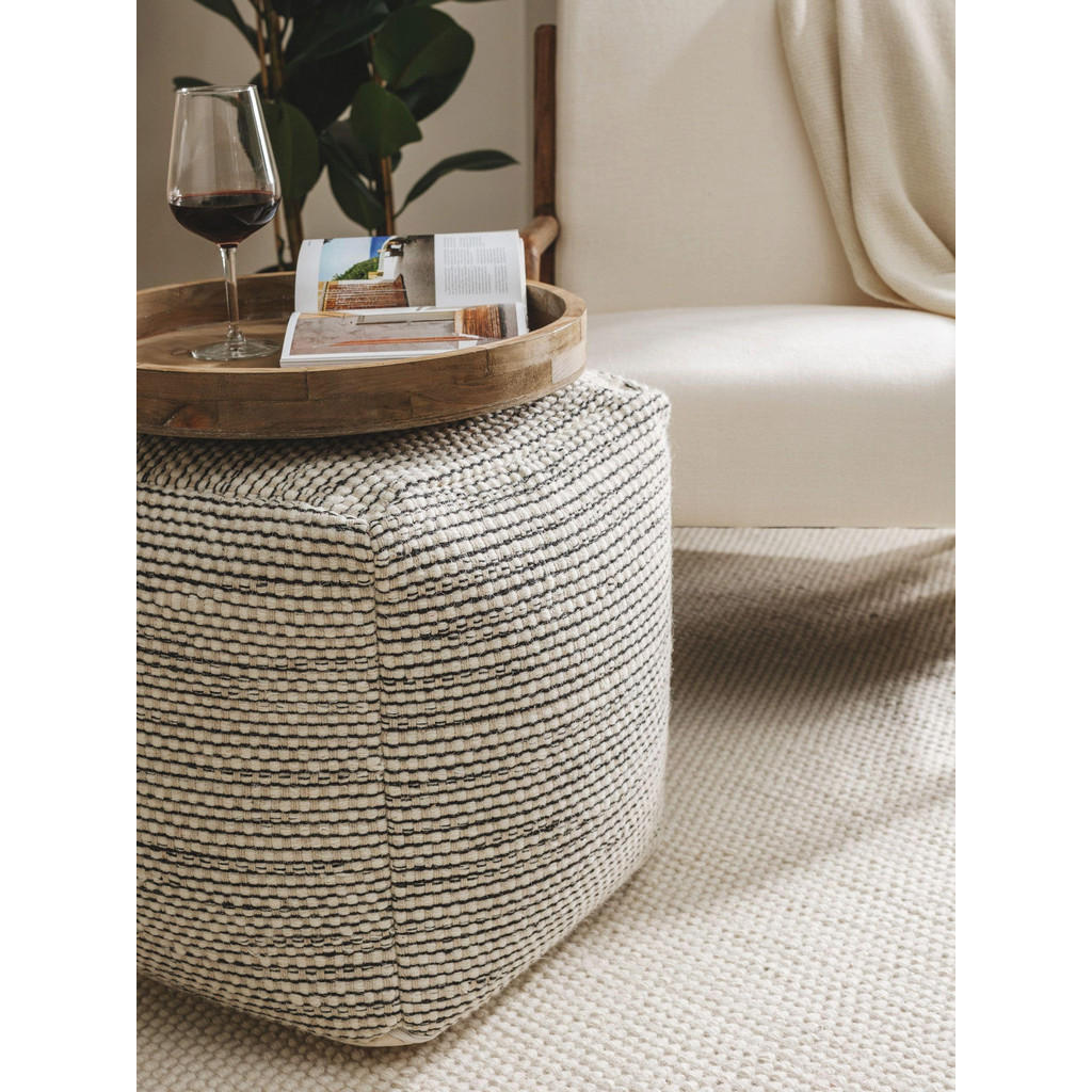 Thumbnail - benuta Pure Woll-Pouf, Beige, Textil, Beton Optik, Quadratisch, 45x45x45 cm, Wohnzimmer, Hocker, Poufs