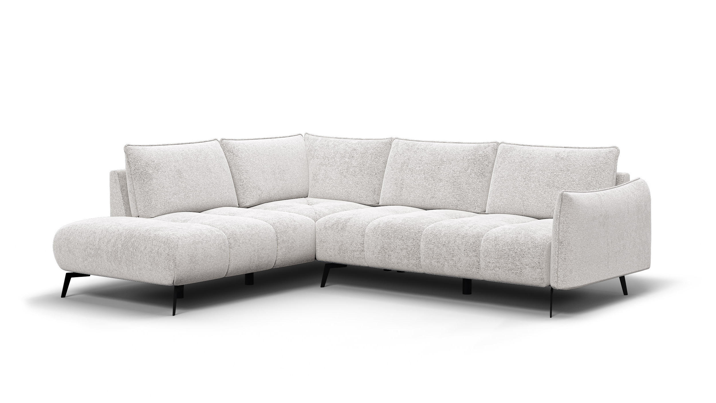 ECKSOFA AERA 5-Sitzer links, ecru - Ecru/Schwarz, Holz/Textil (268/206cm) - Courtois Laville