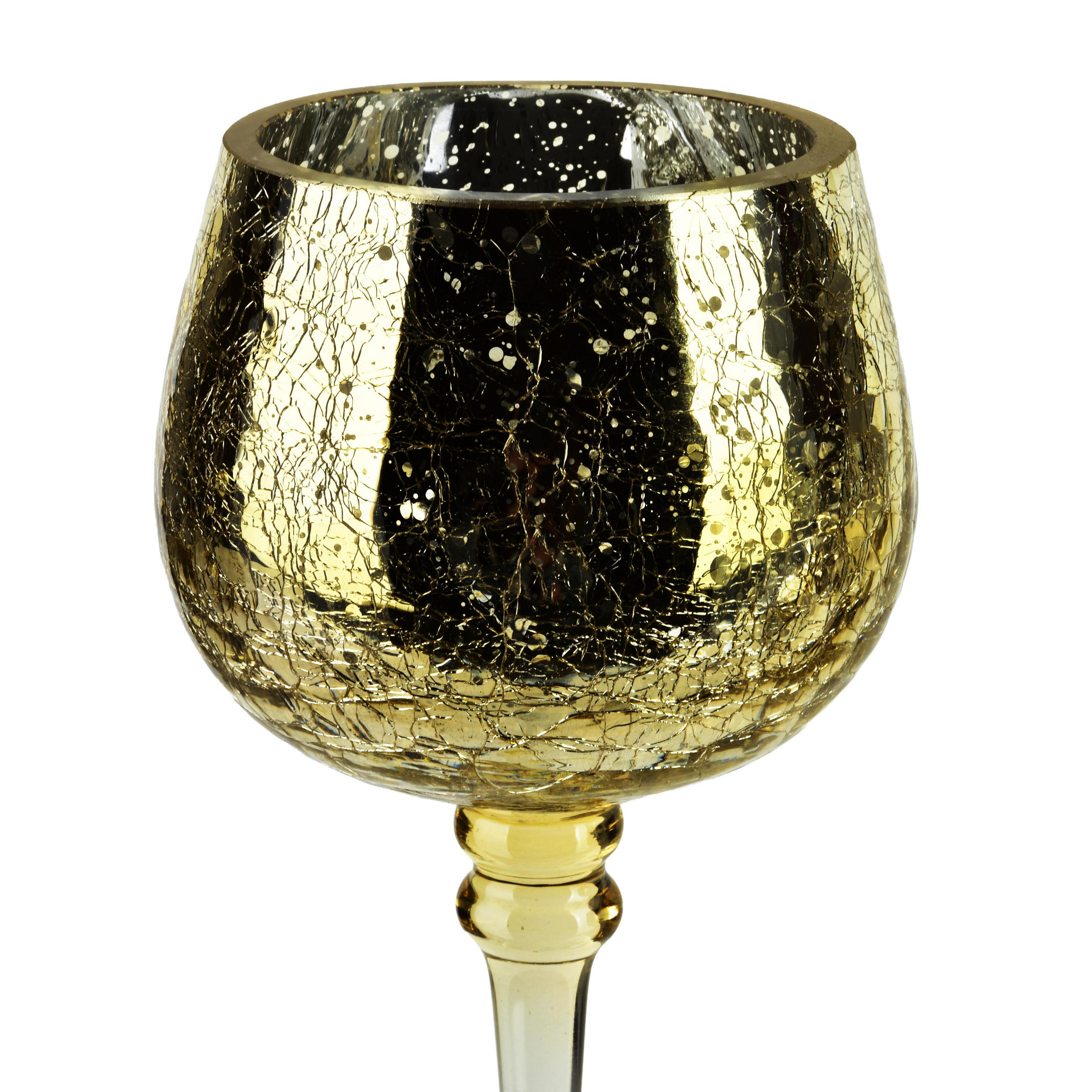 KERZENHALTER Donna Gold 11x11x32 cm Glas - Goldfarben, Glas (11/32/11cm) - Mondex