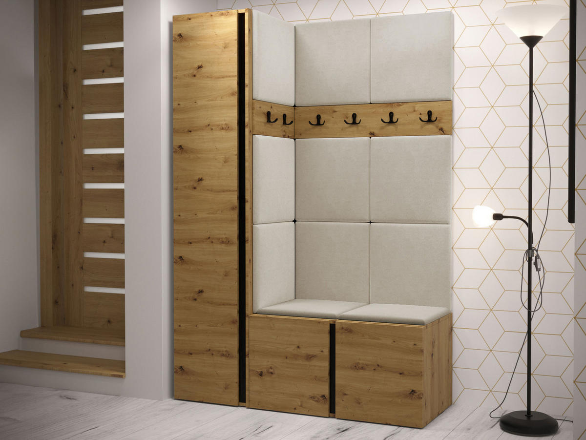 GARDEROBEN-SET Orion IX - Beige/Eiche Artisan, Holzwerkstoff/Kunststoff (124/186/46cm) - MIRJAN24