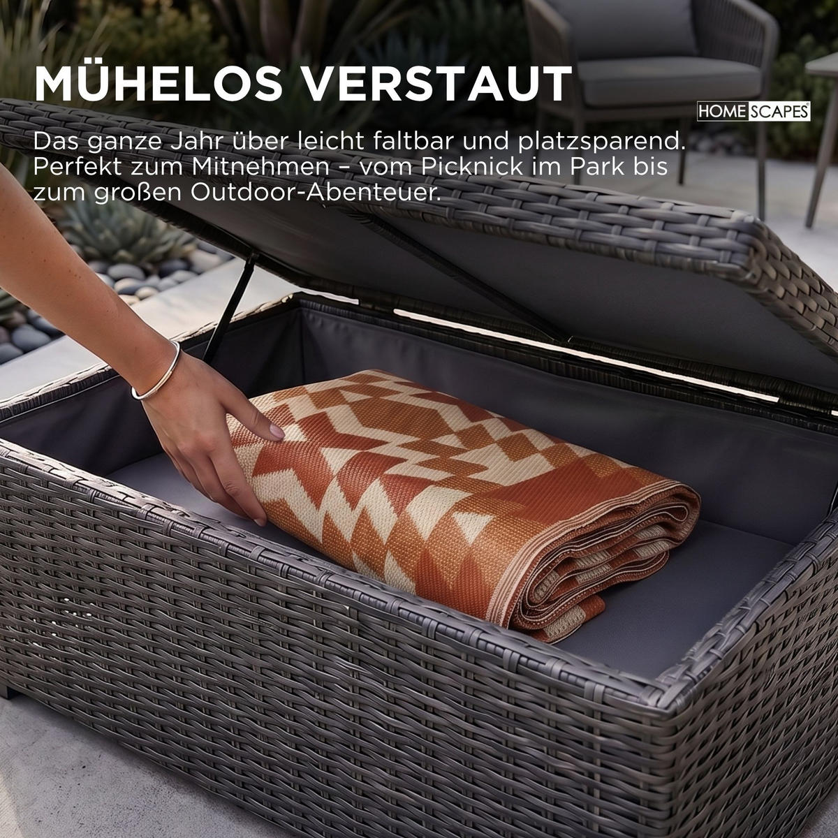 OUTDOORTEPPICH Anya mit Ethno-Muster 180/270 cm - Orange, Kunststoff (180/270cm) - Homescapes