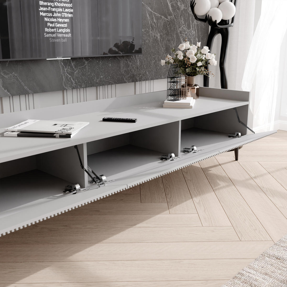 TV-LOWBOARD SCALA stehend, 180 cm Kaschmir - Kaschmir/Schwarz, Holzwerkstoff/Metall (180/45/41cm) - Idohome