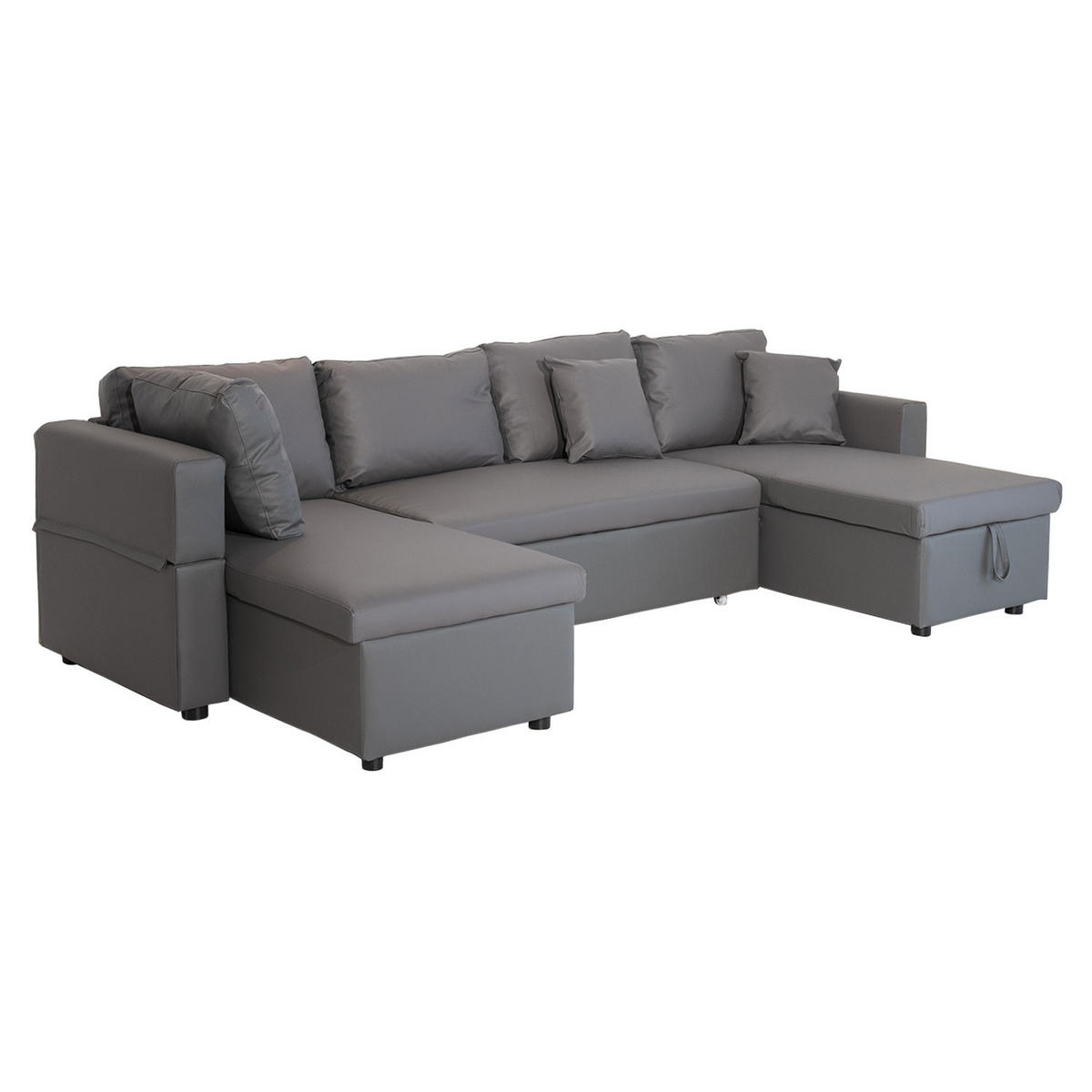 SOFA SCOTT Grau 4 Plätze - Dunkelgrau, Kunststoff (146/294cm) - Happy Garden