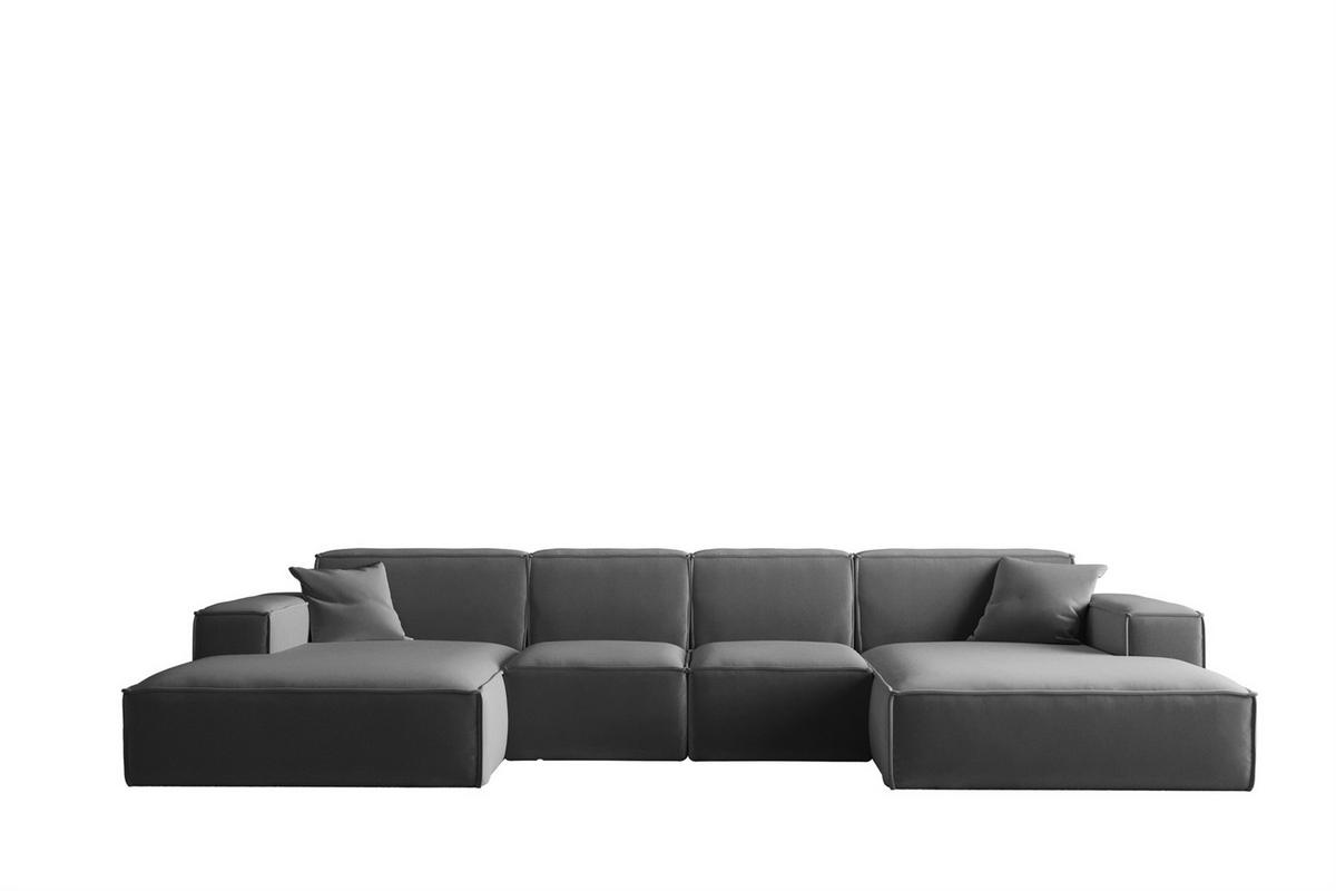 WOHNLANDSCHAFT Celes Premium Xs Opera - Dunkelgrau, Holzwerkstoff/Textil (342/73/165cm) - Fun Möbel