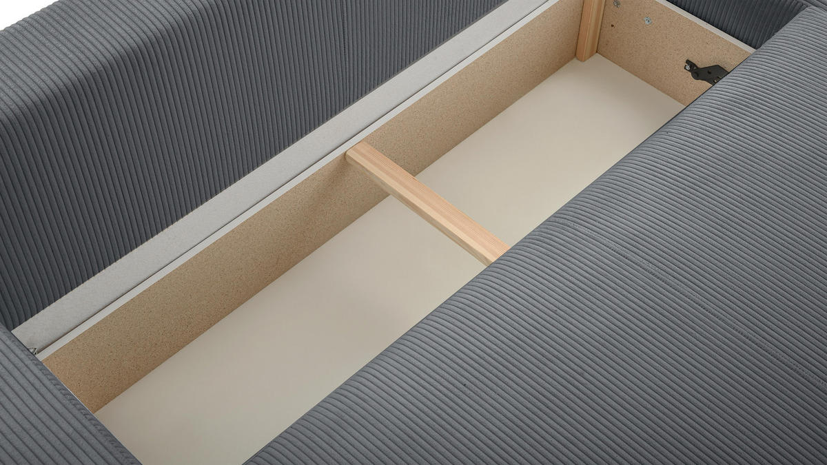 WOHNLANDSCHAFT Catea Grau 364/145/85 cm mit Schlaffunktion - Schwarz/Grau, Kunststoff/Textil (364/84/145cm) - AX Living