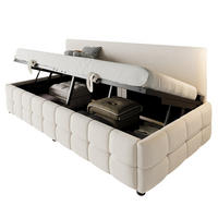 POLSTERBETT 90/200 cm Beige aus Samt mit Stauraum - Beige, Textil (90/200cm) - OKMYHOME