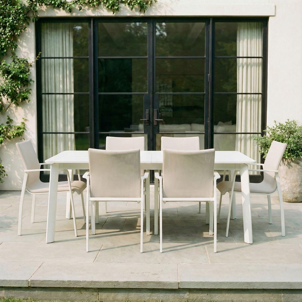 GARTENMÖBEL SET VERANO 7ER SET BEIGE, WEISS - Beige, Textil - IDIMEX