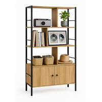 BÜCHERREGAL - Hellbraun, Holzwerkstoff/Metall (74/154.5/30cm) - Relaxdays