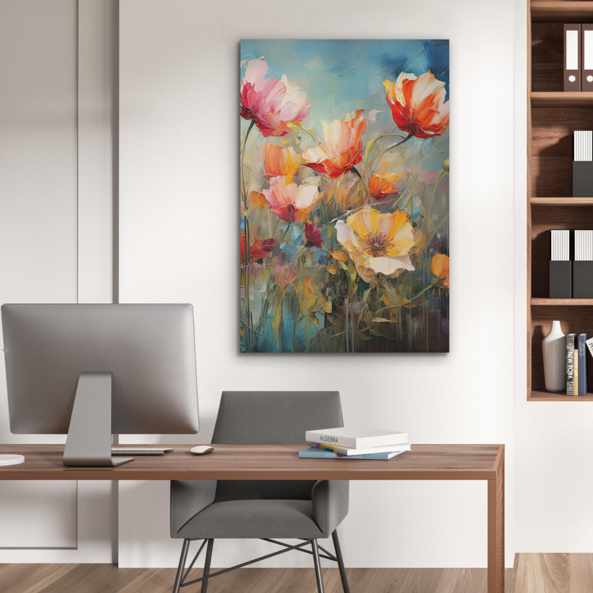 AKUSTIKPANEEL Blumen - Aquarell - Kunst - Botanisch - Natur 70x100 cm - Orange, Textil (70/0.9/100cm) - MuchoWow