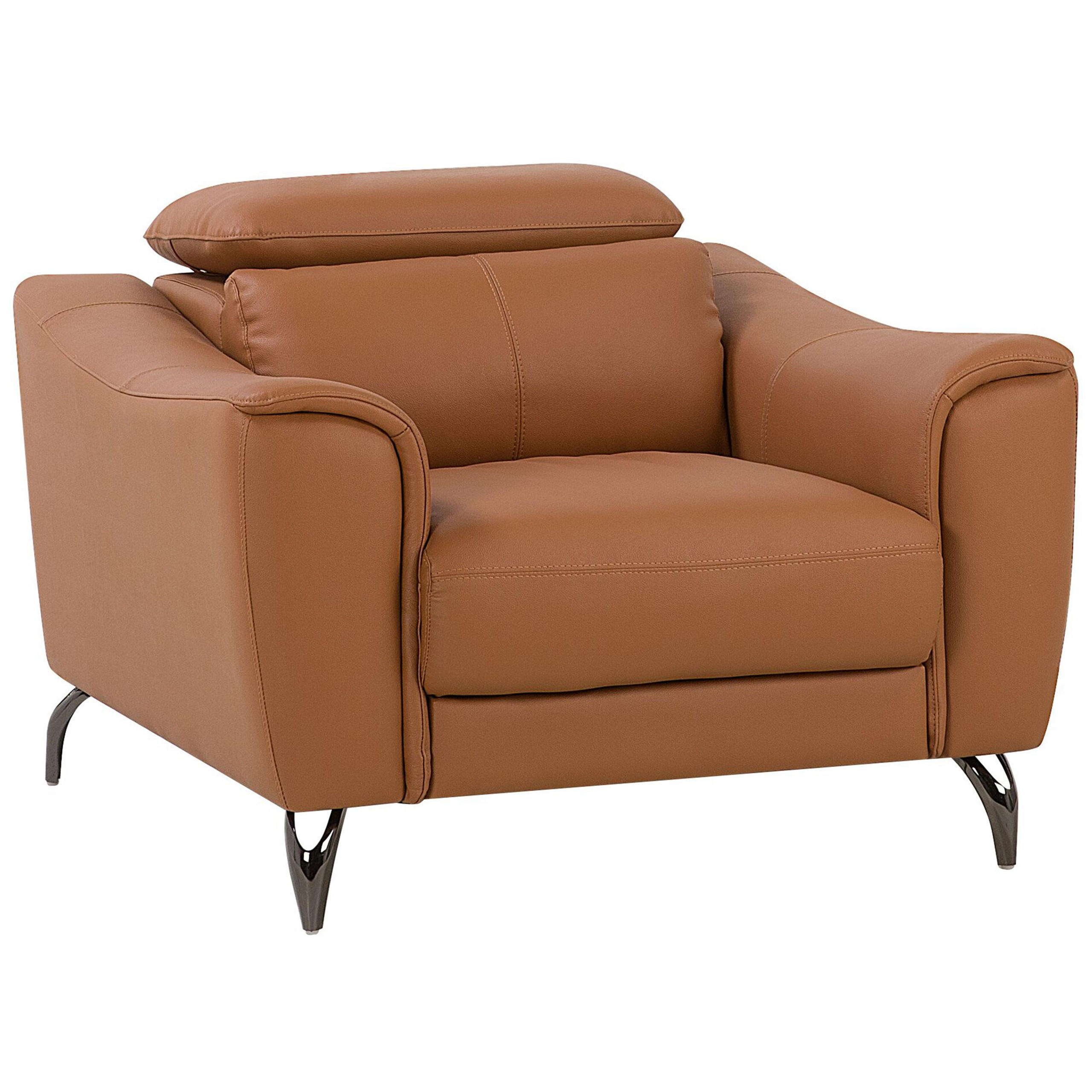 SESSEL Leder goldbraun Narwik - Braun, Leder (104/93/98cm) - Beliani
