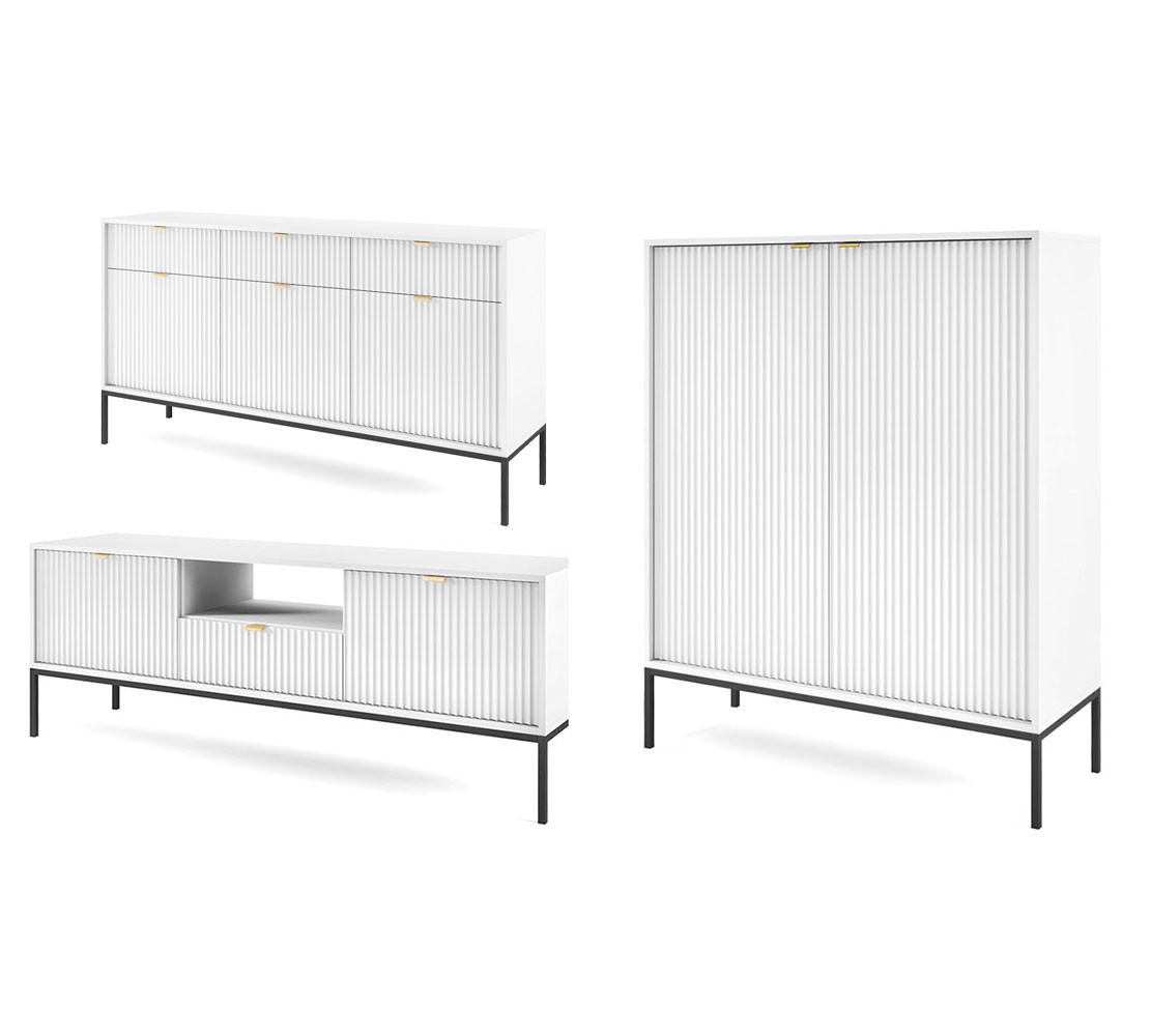 Feldmann-Wohnen Wohnzimmer-Set Weiß 412x125x39 cm