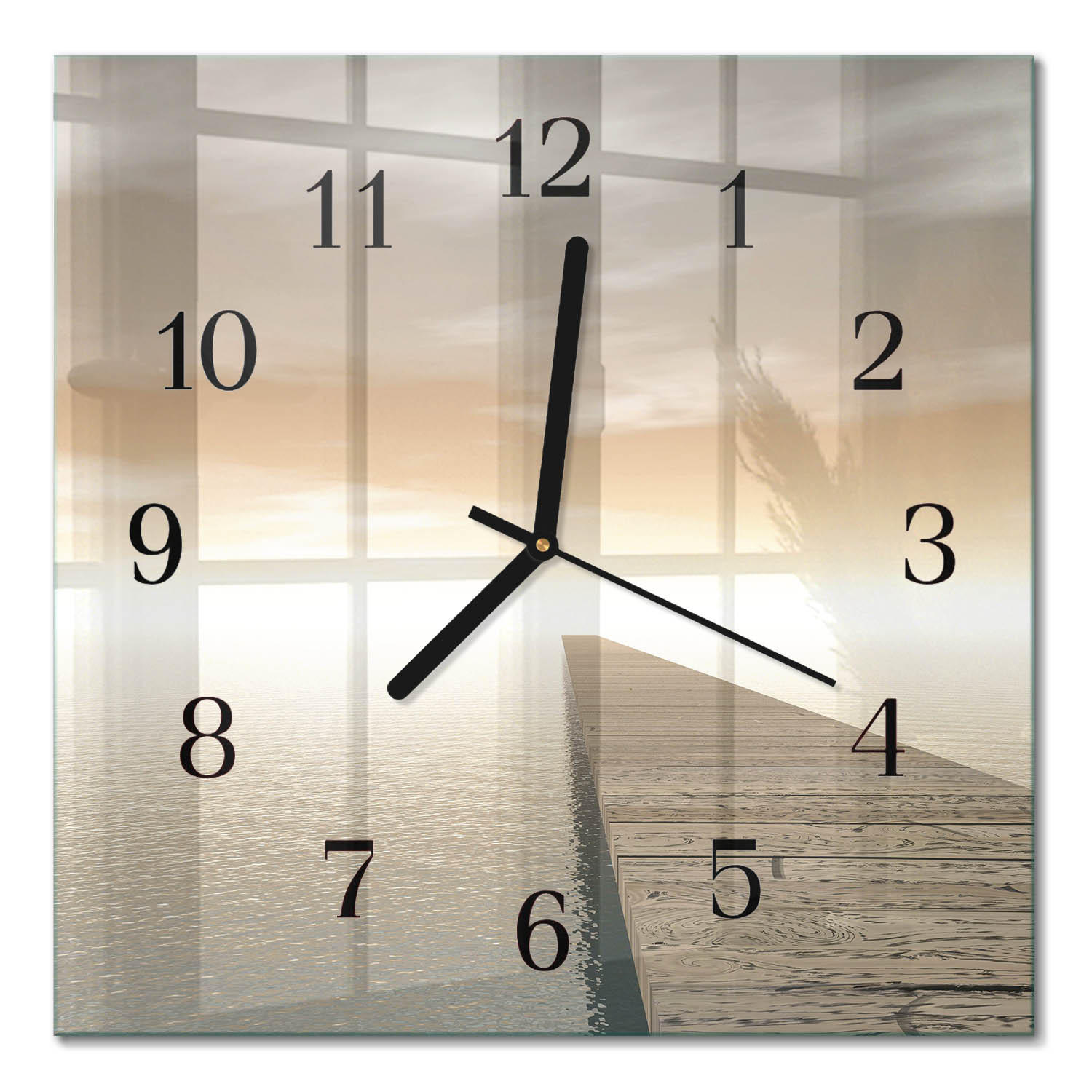 WANDUHR 30x30 cm - Pier - Braun, Glas (30/30/0.4cm) - TULUP