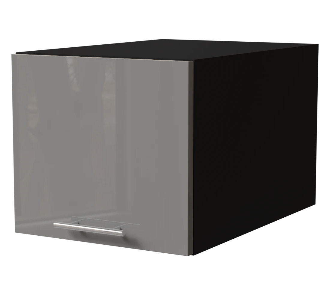 AUFSATZSCHRANK Essen W6B/40 Grau Hochglanz / Schwarz Matt 40 / 59 / 36cm - Schwarz/Grau, Holz/Holzwerkstoff (40/59/36cm) - Feldmann-Wohnen