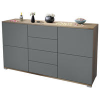 SIDEBOARD Rova Graphit Seidenmatt - Graphitfarben, Holzwerkstoff (138.5/75.5/35cm) - Vladon