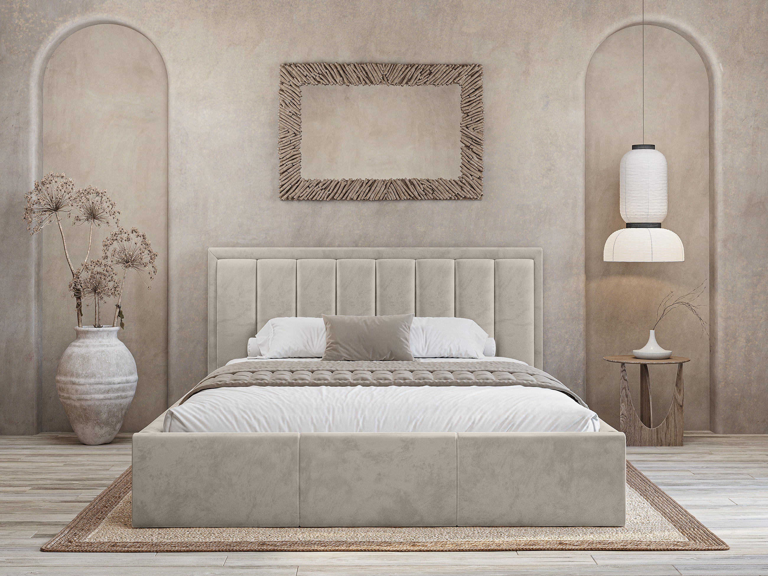 POLSTERBETT Sitia 120x200 cm, Beige - Beige, Textil (120/200cm) - Fedve