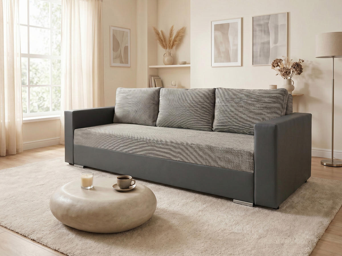 SCHLAFSOFA Bird - Silberfarben/Grau, Holz/Kunststoff (233/87/82cm)