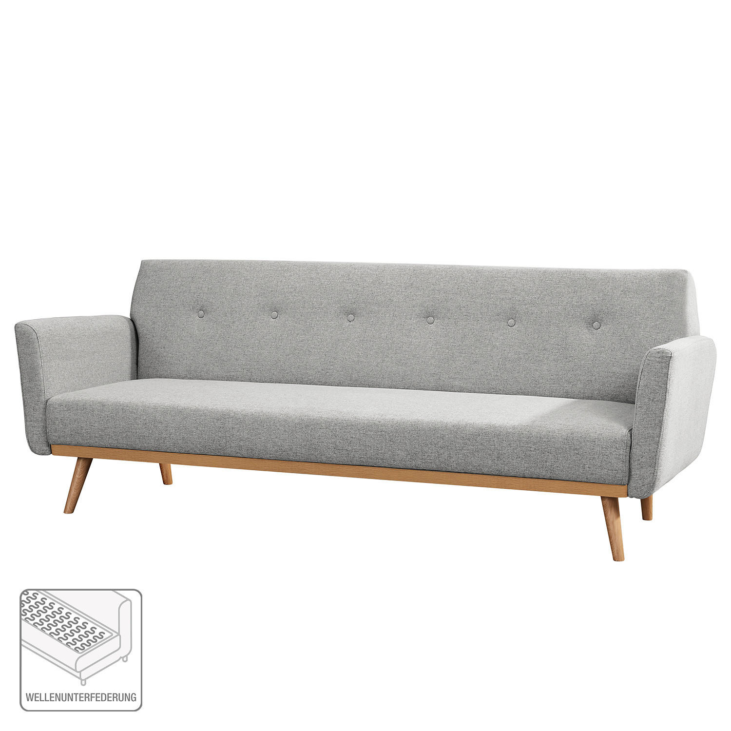 SCHLAFSOFA - Filz - Beige/Hellgrau, Birkenholz/Textil (212/79/85cm) - home24