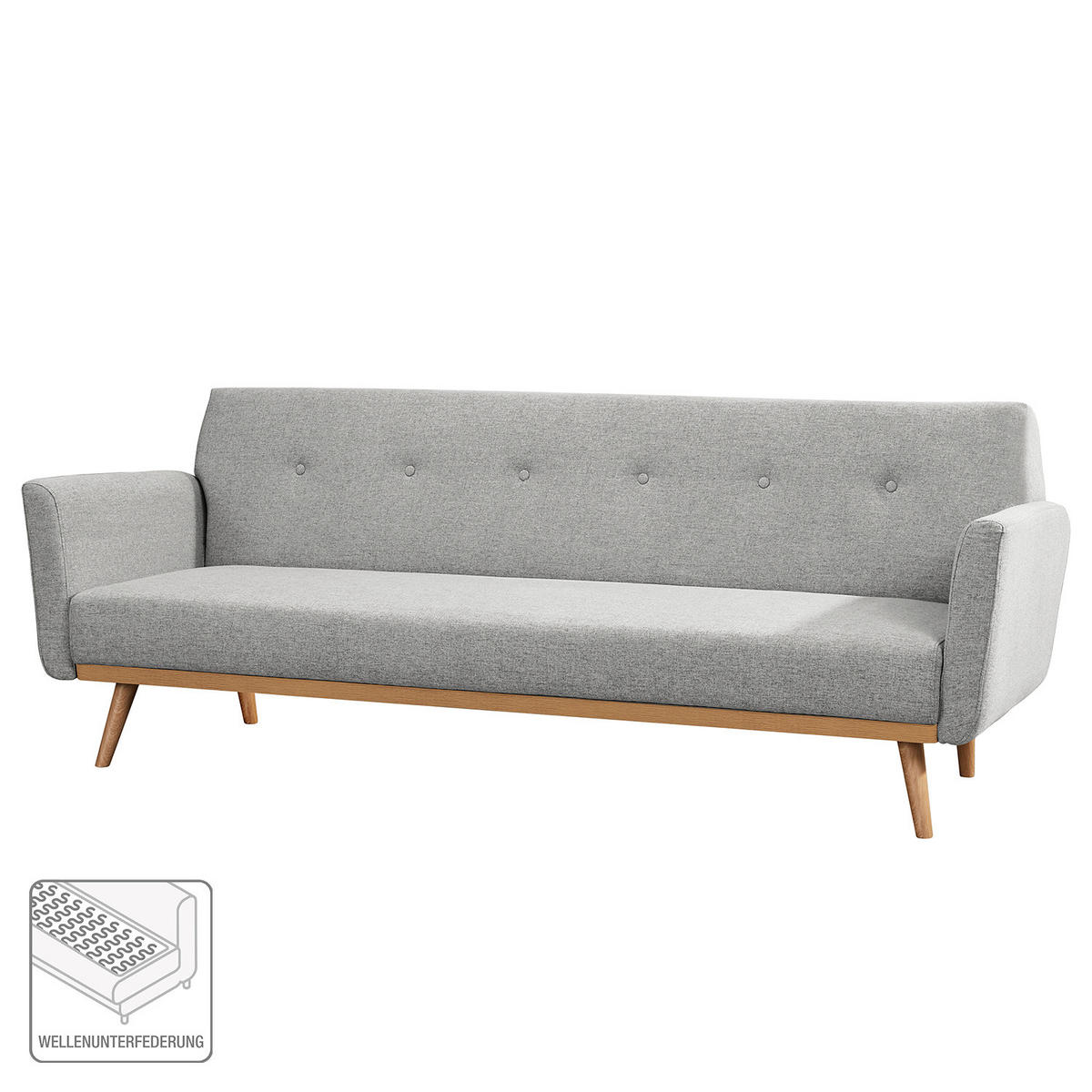 SCHLAFSOFA - Filz - Beige/Hellgrau, Birkenholz/Textil (212/79/85cm) - home24