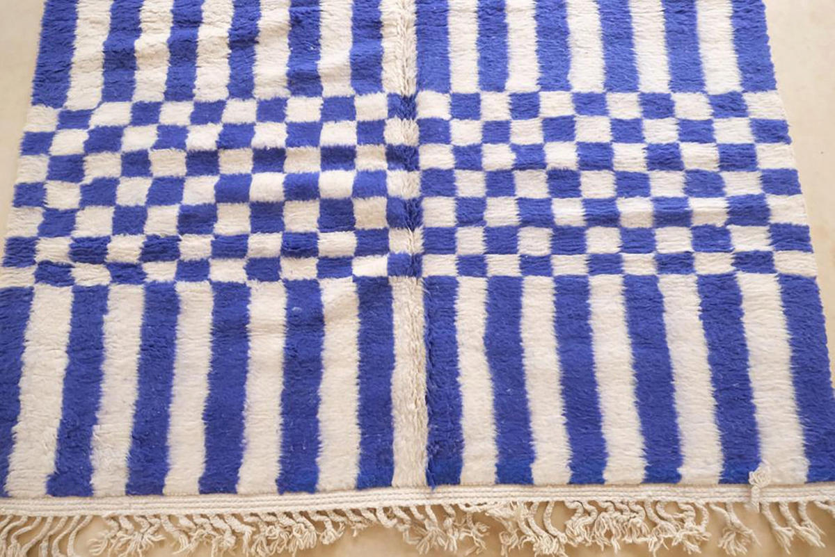 BERBERTEPPICH aus Marokko abstrakt aus Wolle blau - Blau, Naturmaterialien (220/283cm) - AFK Living