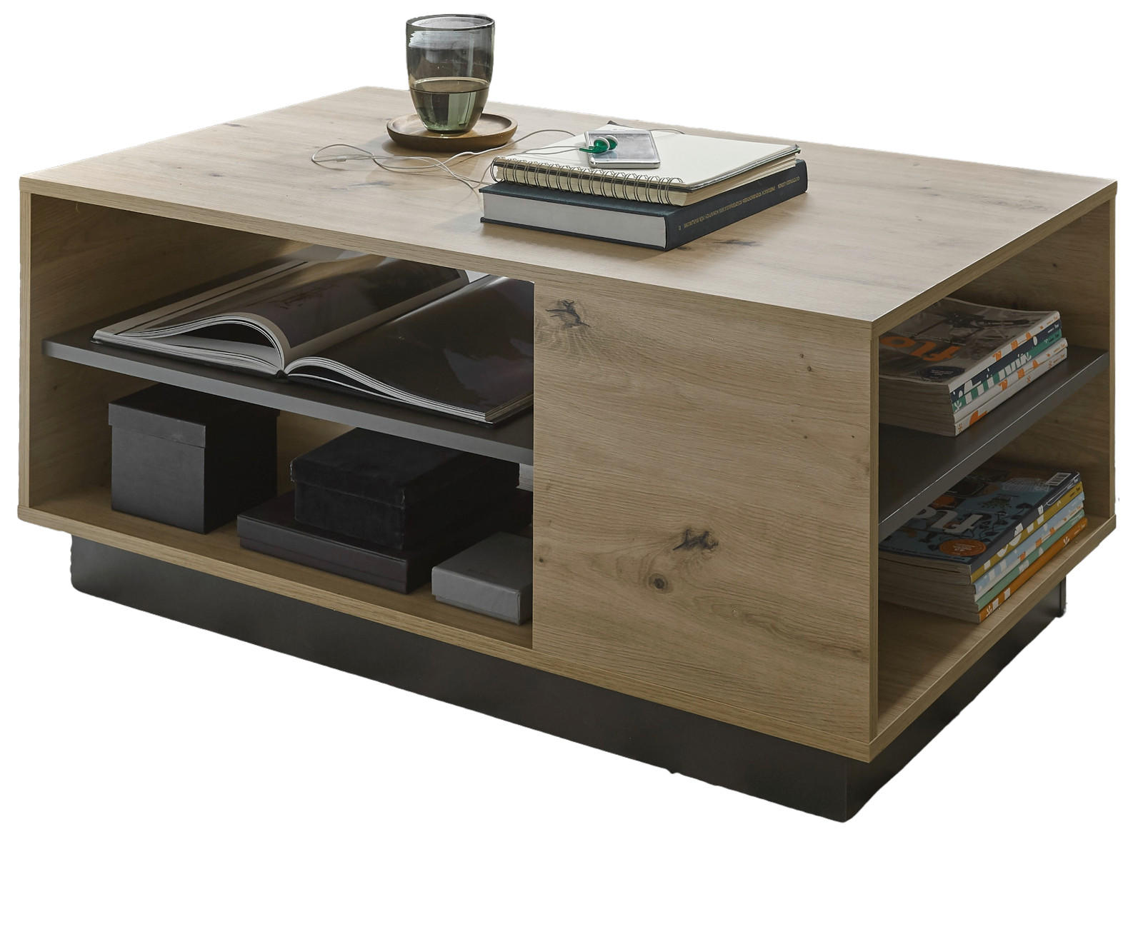 Furn.Design Couchtisch Eiche Artisan, Grau 60x46x100 cm