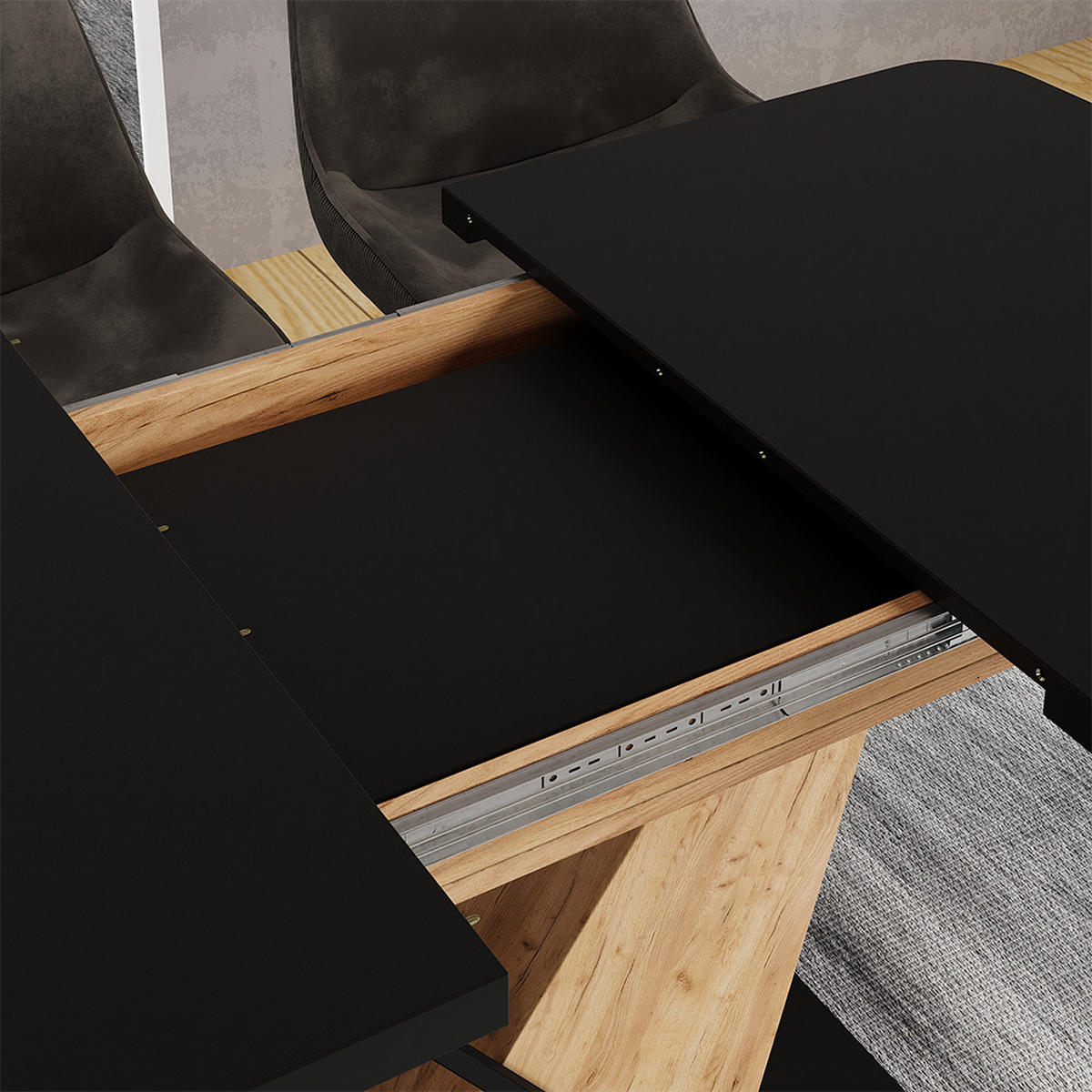 JÍDELNÍ STŮL Fenaro Černý/zlatý dub - medově dubová/černá, kompozitní dřevo (80/120/77.4cm) - Vicco