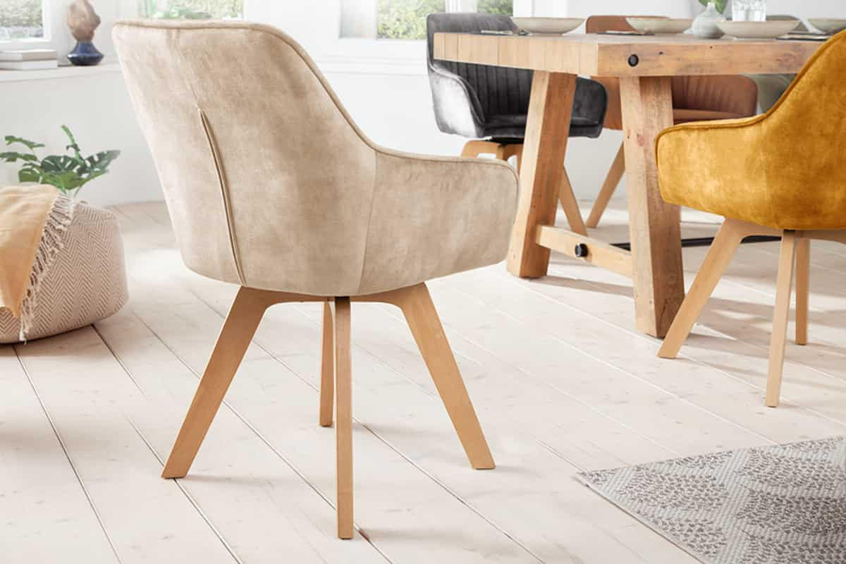 STUHL LIVORNO Samt Greige 85 cm - Champagner/Beige, Holz/Textil (62/84/62cm) - riess-ambiente