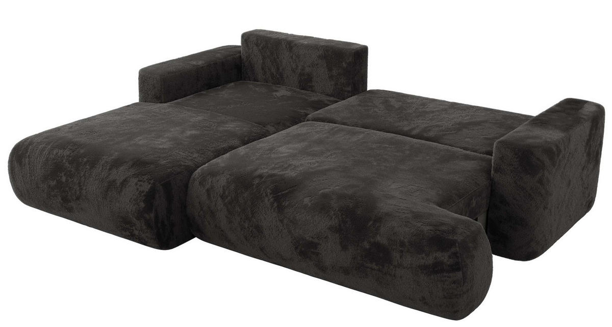 ECKSOFA OVO L Dunkelgrau Plüsch - Links Seite - Dunkelgrau/Schwarz, Kunststoff/Textil (271/195cm) - MKS